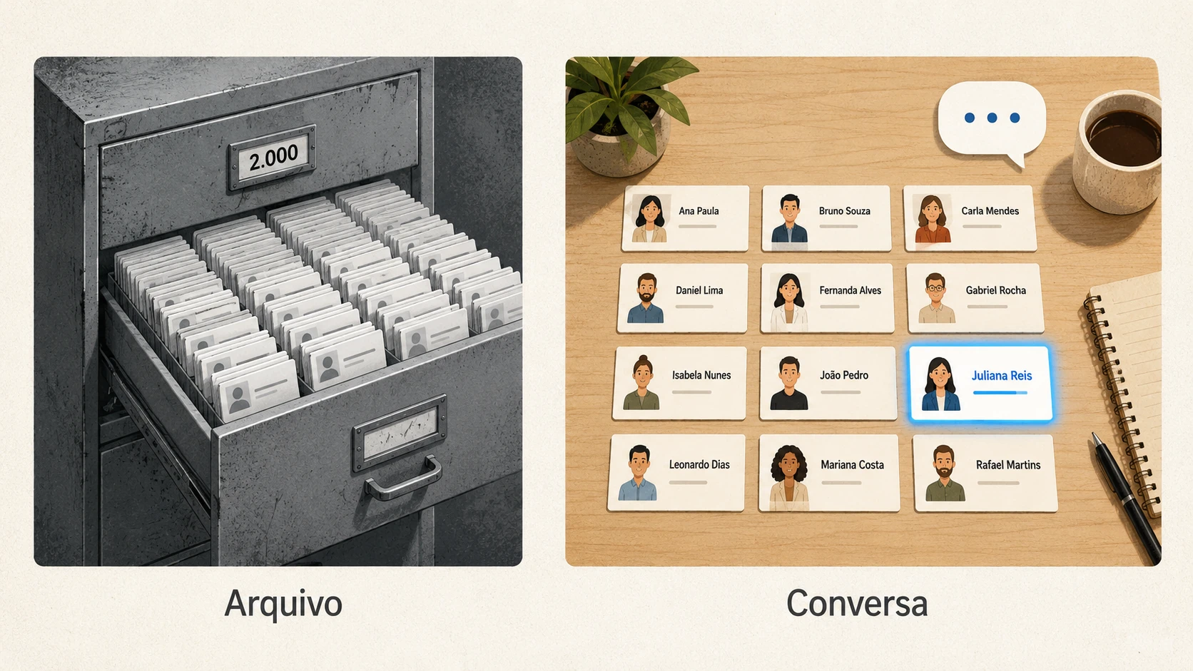 Infográfico: rede como arquivo morto versus rede que conversa