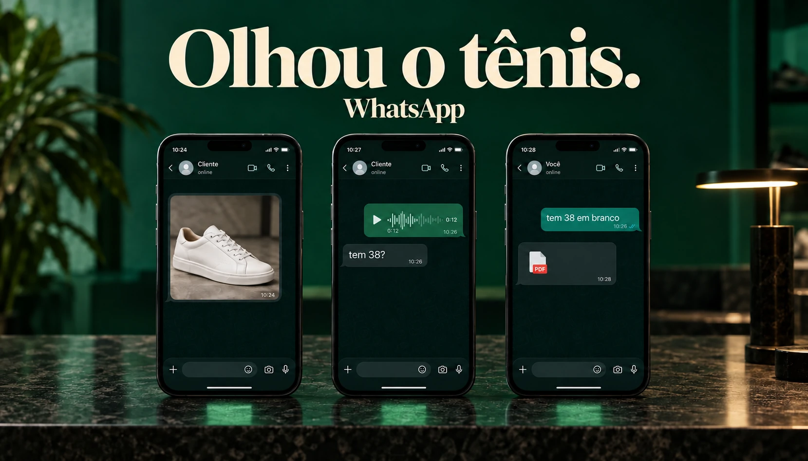 Olhou o tênis.