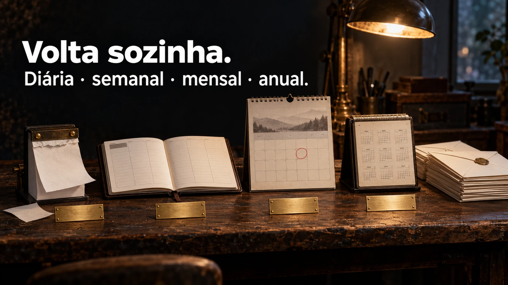 Volta sozinha. Diária, semanal, mensal, anual.