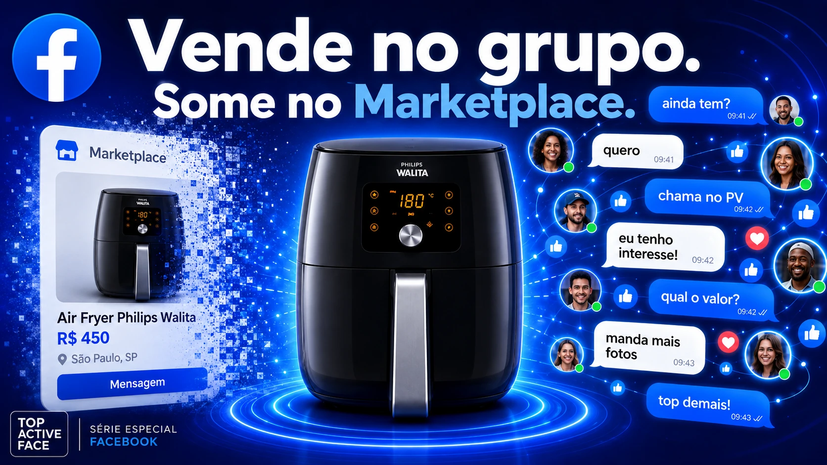 Vende no grupo. Some no Marketplace — Top Active Face